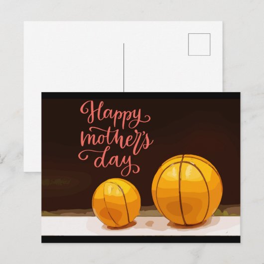 Basketbal voor Moederdag Feestdagenkaart (Voorkant / Achterkant)