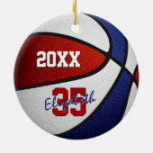basketbal voor rode witte sporten keramisch ornament (Achterkant)