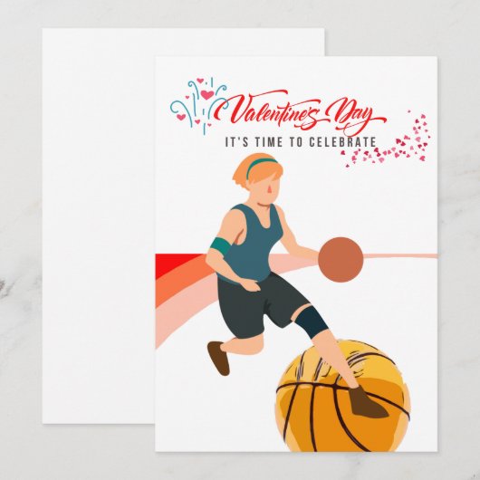 Basketbal voor Valentijnsdag met liefde Feestdagenkaart (Voorkant / Achterkant)