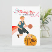 Basketbal voor Valentijnsdag  met liefde    Feestdagenkaart (Staand voorkant)