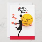Basketbal voor Valentijnsdag  met liefde    Feestdagenkaart (Voorkant)