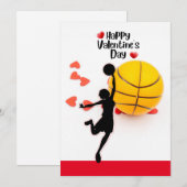 Basketbal voor Valentijnsdag  met liefde    Feestdagenkaart (Voorkant / Achterkant)