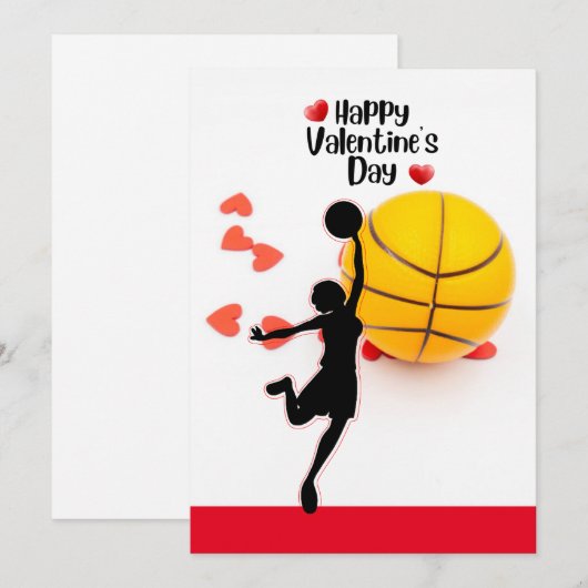 Basketbal voor Valentijnsdag  met liefde    Feestdagenkaart (Voorkant / Achterkant)