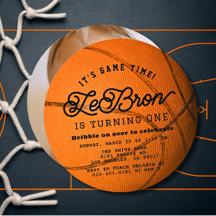 Basketbal Vorm Foto Jongen 1e Verjaardag Cirkel Kaart