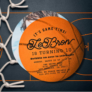 Basketbal Vorm Foto Jongen Verjaardag Cirkel Kaart