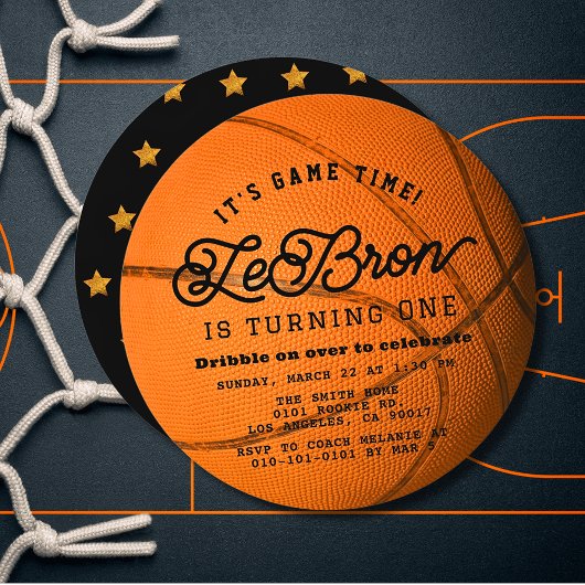 Basketbal Vorm Jongens 1e Verjaardag Cirkel Kaart