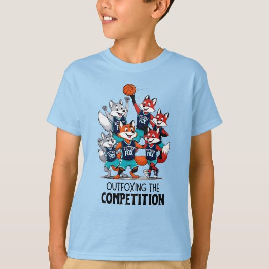 Basketbal vossen outfoxing de competitie jongens t-shirt (Voorkant)