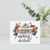 Basketbal Vrolijk Kerstfeest met Speler Briefkaart (Staand voorkant)