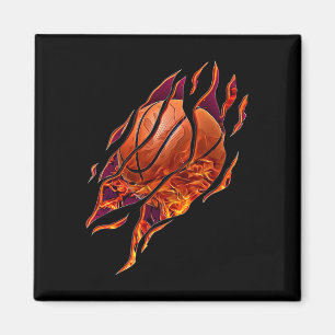 Basketbal Vuur en krassen Ball Player Sport B Magneet