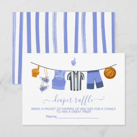Basketbal waslijn Luier Raffle kaart (Voorkant / Achterkant)