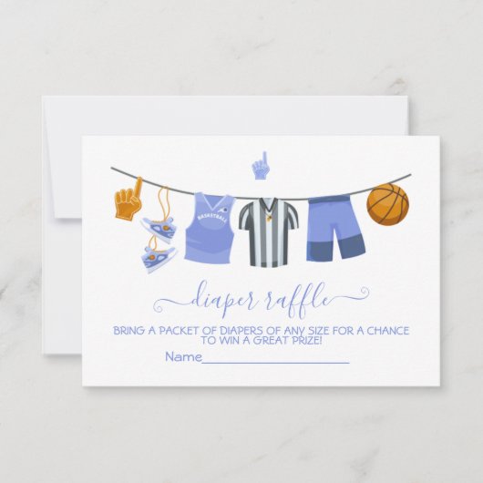 Basketbal waslijn Luier Raffle kaart (Voorkant)