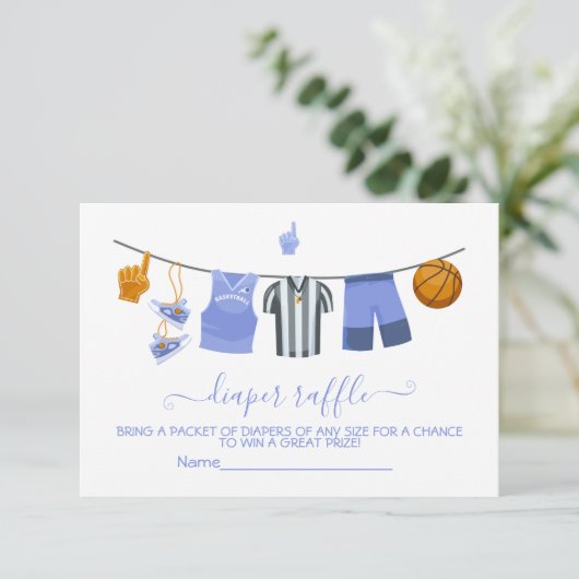 Basketbal waslijn Luier Raffle kaart (Staand voorkant)