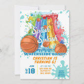 Basketbal Waterslide Pool Verjaardagsfeest Kaart (Voorkant)