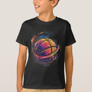 Basketbal Waterverf Basketbal Liefhebber Kunstwerk T-shirt