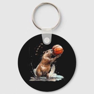 Basketbal Waterverf basketbalspeler kunstwerk ca Sleutelhanger