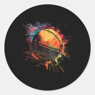 Basketbal Waterverf basketbalspeler Tekening Ar Ronde Sticker