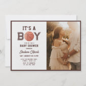 Basketbal Waterverf Boy Baby shower Foto Kaart (Voorkant)