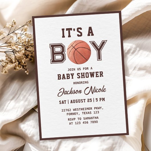 Basketbal Waterverf Boy Baby shower Kaart