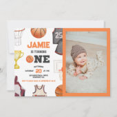 Basketbal Waterverf Boys 1e Verjaardag Kaart (Voorkant)