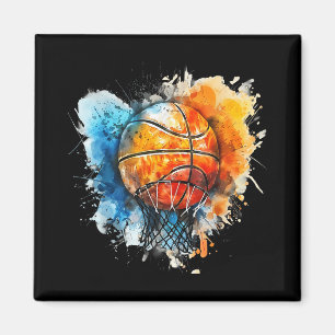 Basketbal Waterverf Kleurrijke Tekening Basketbal Magneet