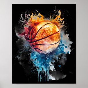 Basketbal Waterverf Kleurrijke Tekening Basketbal Poster
