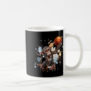 Basketbal Waterverf kunstwerk Schattige Monkey Bas Koffiemok