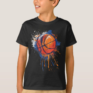 Basketbal Waterverf Tekening Kunstwerk Basketbal L T-shirt