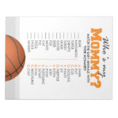 Basketbal Wie is mijn mama baby dier douche spel Notitieblok (Voorkant)