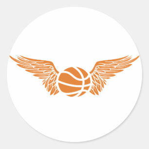 basketbal. Winged. Ronde Sticker