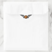 basketbal. Winged. Ronde Sticker (Tas)