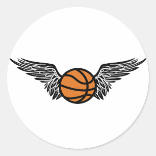 basketbal. Winged. Ronde Sticker