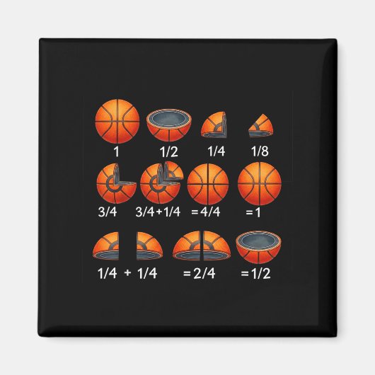 Basketbal Wiskunde Breuk Terug naar School Leraar Magneet (Voorkant)