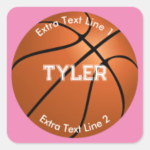 Basketbal, Witte Naam, 2 Tekstregels, Roze