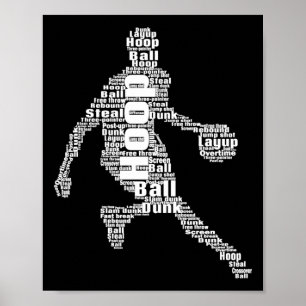 Basketbal Word Cloud Basketbal Sport Fan Boys B Poster