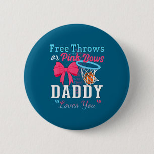Basketbal worpen of roze strikken papa houdt van j ronde button 5,7 cm