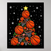 Basketbal Xmas Tree Lights Santa Basketbal Chris Poster (Voorkant)