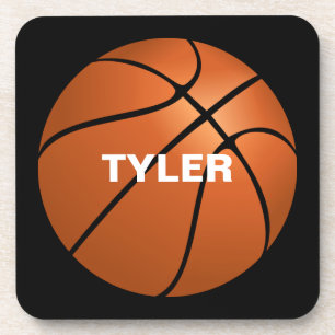 Basketbal, zelf naam in het wit, zwart bier onderzetter
