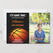 Basketbal Zonneschijn Verjaardag Uitnodiging met F (Voorkant)