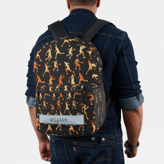 Basketbal Zwart Aangepaste naam Kinder Terug naar  Bedrukte Rugzak (Insitu (model))