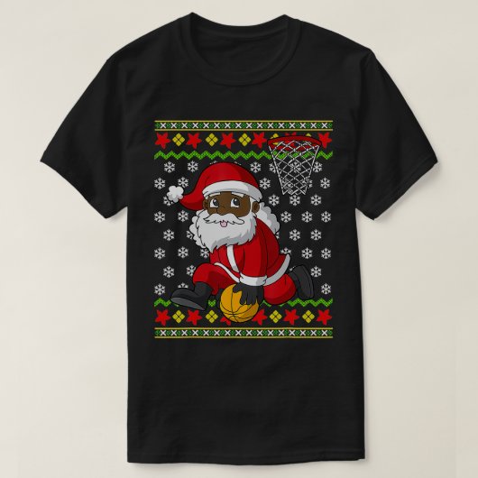 Basketbal Zwart Afrikaans Amerikaans Sinterklaas S T-shirt (Design voorkant)