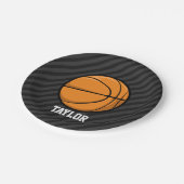 Basketbal; zwart & donkergrijze strepen papieren bordje (Gekanteld)