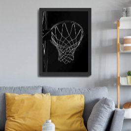 Basketbal Zwart Minimalistische Hoop Foto Poster