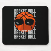 Basketbal zwarte bril muismat (Voorkant)