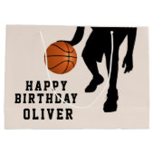Basketbal Zwarte Speler Silhouet Gelukkige Verjaar Groot Cadeauzakje (Achterkant)