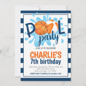 Basketbal Zwembad Party Verjaardag uitnodiging (Voorkant)