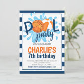 Basketbal Zwembad Party Verjaardag uitnodiging (Staand voorkant)