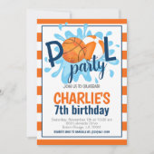 Basketbal Zwembad Party Verjaardag uitnodiging (Voorkant)