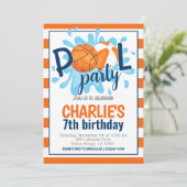 Basketbal Zwembad Party Verjaardag uitnodiging (Staand voorkant)