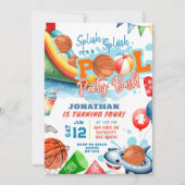 Basketbal Zwembad Verjaardagsfeest Kaart (Voorkant)