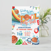 Basketbal Zwembad Verjaardagsfeest Kaart (Staand voorkant)